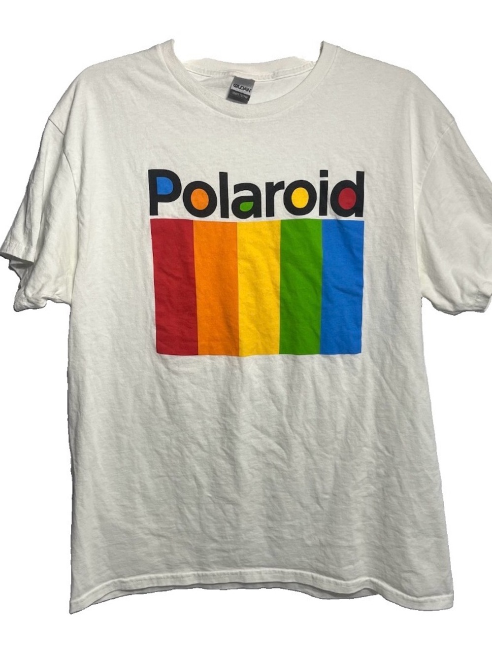 Polaroid Retro Rainbow Logo Graphic T Shirt Vintage Style Size Large